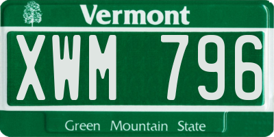 VT license plate XWM796