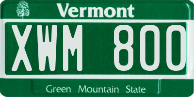 VT license plate XWM800