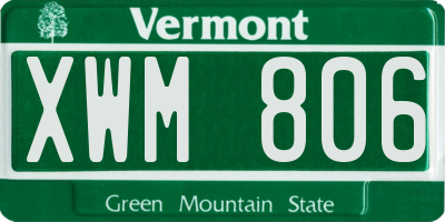 VT license plate XWM806