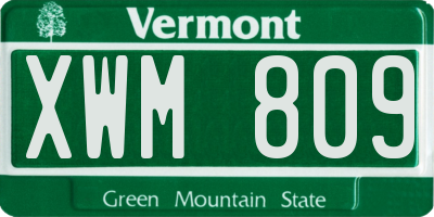 VT license plate XWM809