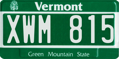 VT license plate XWM815