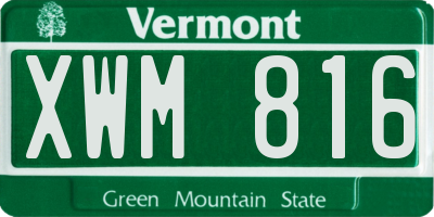 VT license plate XWM816