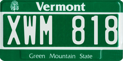 VT license plate XWM818