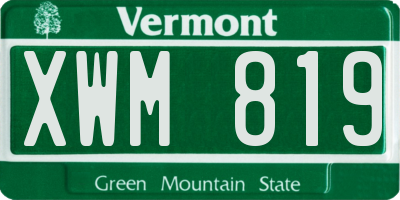 VT license plate XWM819