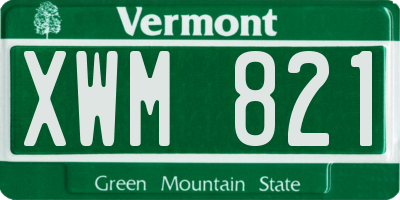 VT license plate XWM821