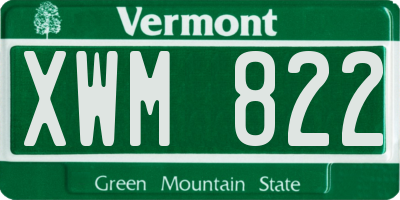 VT license plate XWM822