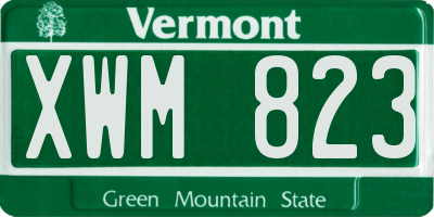VT license plate XWM823