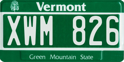 VT license plate XWM826