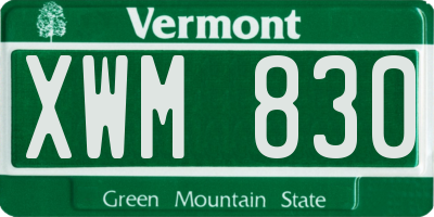 VT license plate XWM830