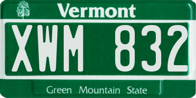 VT license plate XWM832