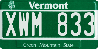 VT license plate XWM833