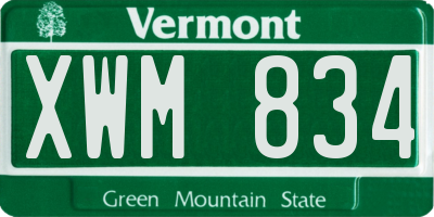 VT license plate XWM834