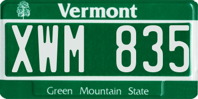 VT license plate XWM835