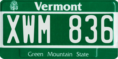 VT license plate XWM836