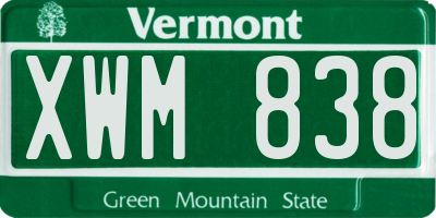 VT license plate XWM838