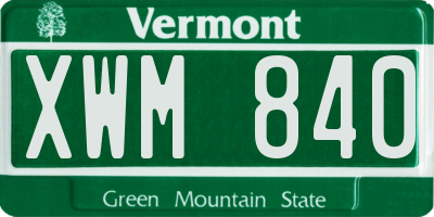 VT license plate XWM840