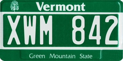 VT license plate XWM842