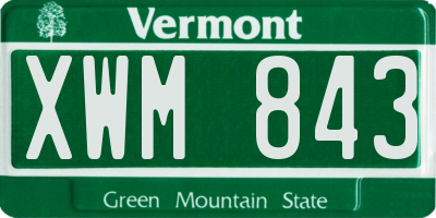 VT license plate XWM843