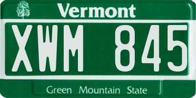 VT license plate XWM845