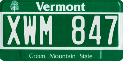 VT license plate XWM847