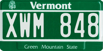 VT license plate XWM848