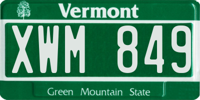 VT license plate XWM849