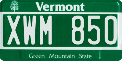 VT license plate XWM850
