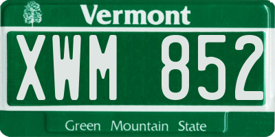 VT license plate XWM852