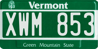 VT license plate XWM853