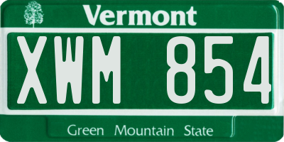 VT license plate XWM854