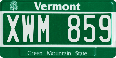 VT license plate XWM859