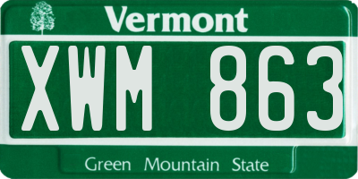 VT license plate XWM863