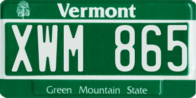 VT license plate XWM865