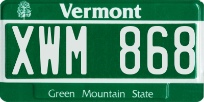 VT license plate XWM868