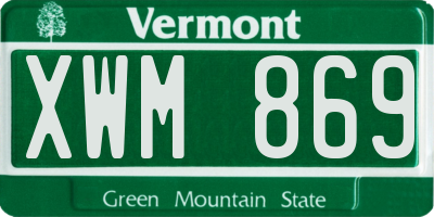 VT license plate XWM869