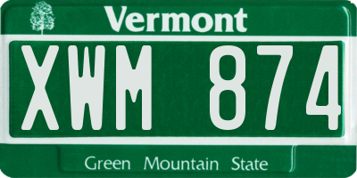 VT license plate XWM874