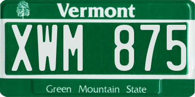 VT license plate XWM875