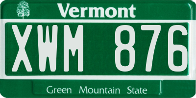 VT license plate XWM876
