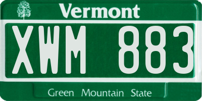 VT license plate XWM883