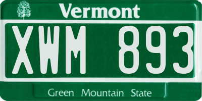 VT license plate XWM893
