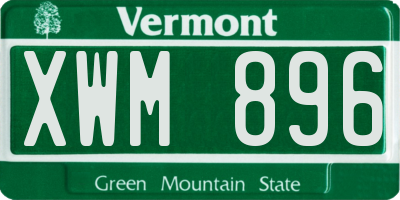 VT license plate XWM896