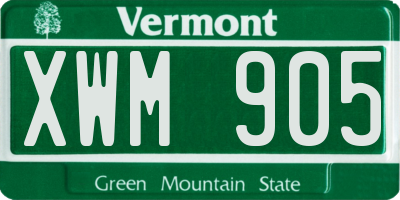 VT license plate XWM905