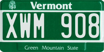 VT license plate XWM908