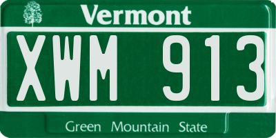 VT license plate XWM913