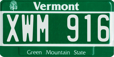 VT license plate XWM916