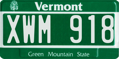VT license plate XWM918