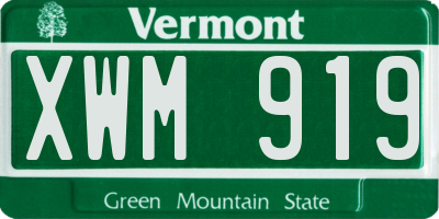 VT license plate XWM919