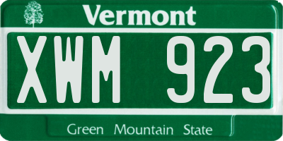 VT license plate XWM923