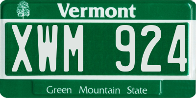 VT license plate XWM924