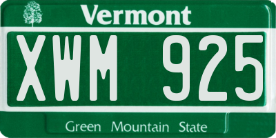 VT license plate XWM925